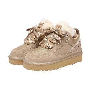 EverAu Womens/Ladies Marbled Leather Sneakers / Sand